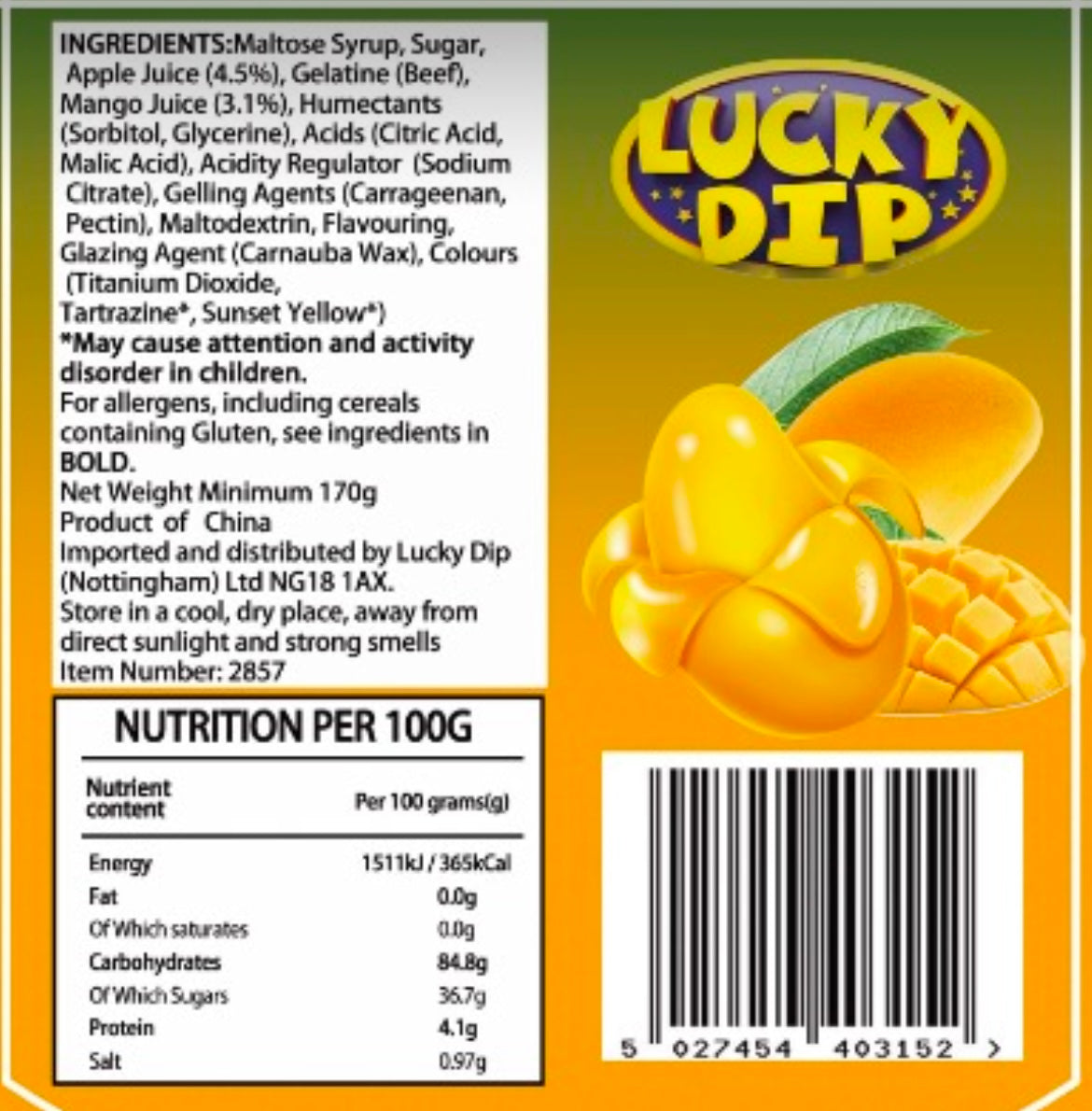 Peel Gummy: Mango Flavour 10 x 170g units